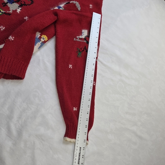 VTG BellePointe Christmas Cardigan Red Knit Holiday Sweater Made in Hong Kong M - Picture 14 of 16